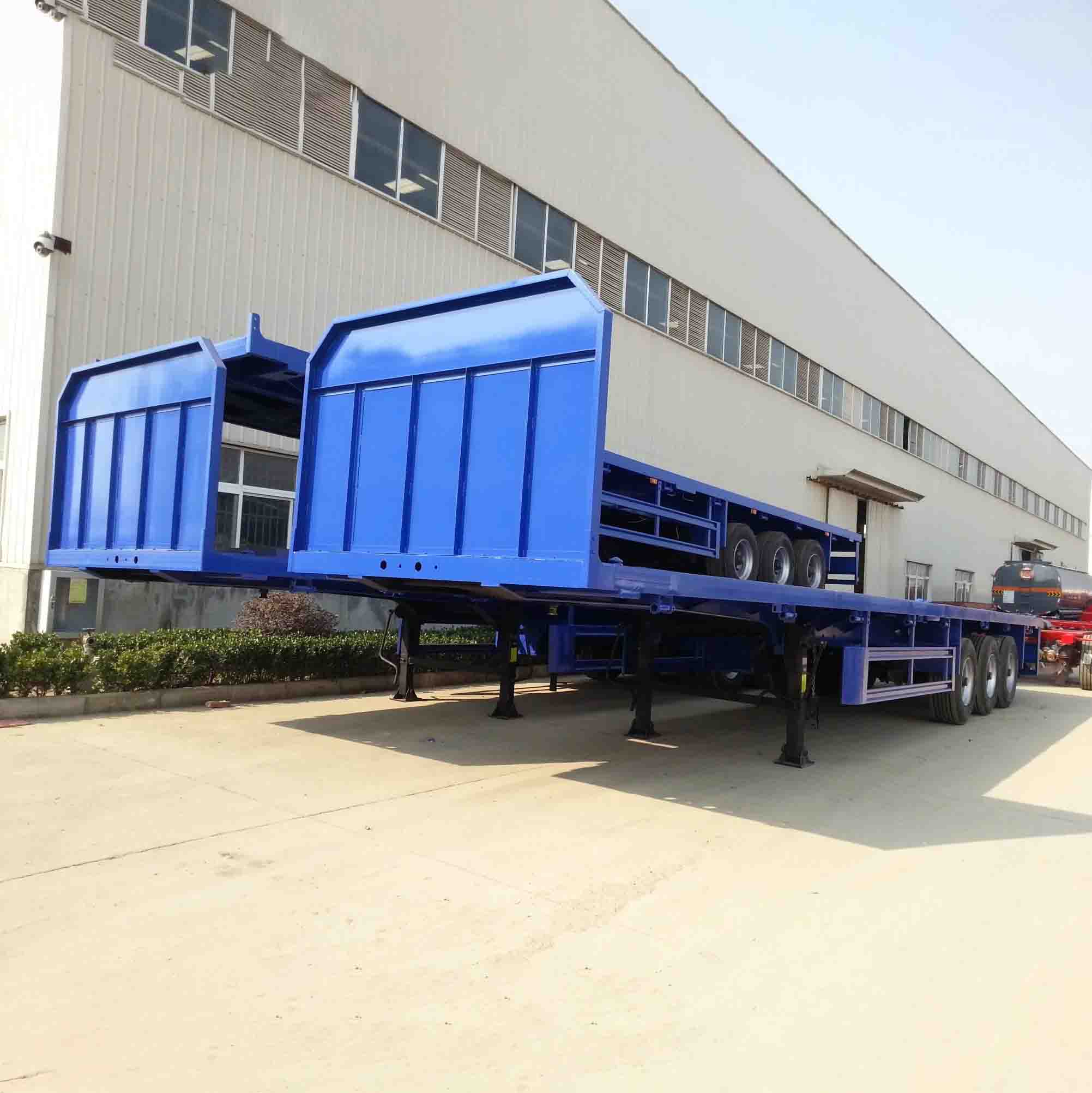 Trailer semi flatbed derun dengan papan depan